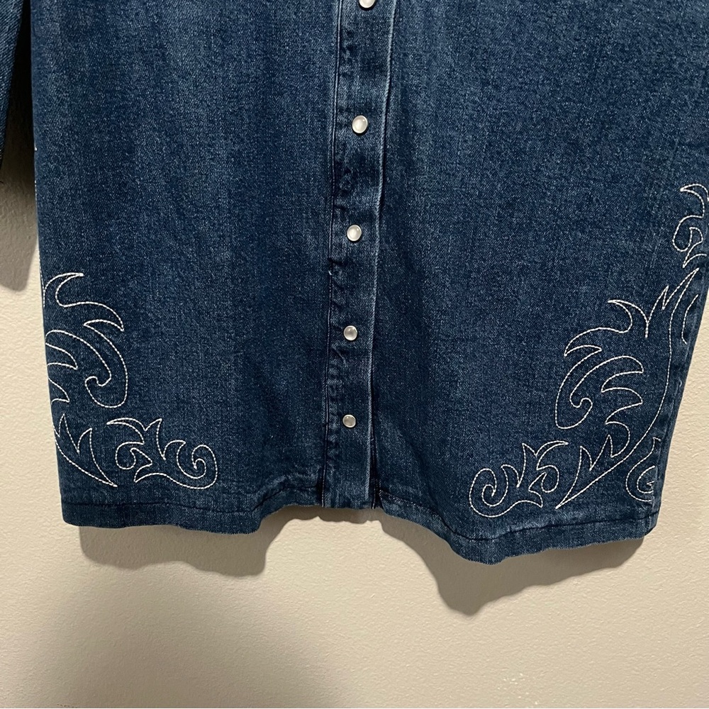 Avec Les Filles NWT Blue Denim Western Long Sleeve Dress Size 8 - Picture 2 of 7